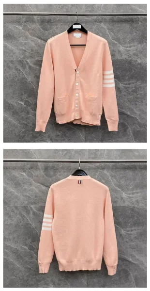 Thom Browne 4-Bar Stripe V-Neck Cardigan Peach - 9