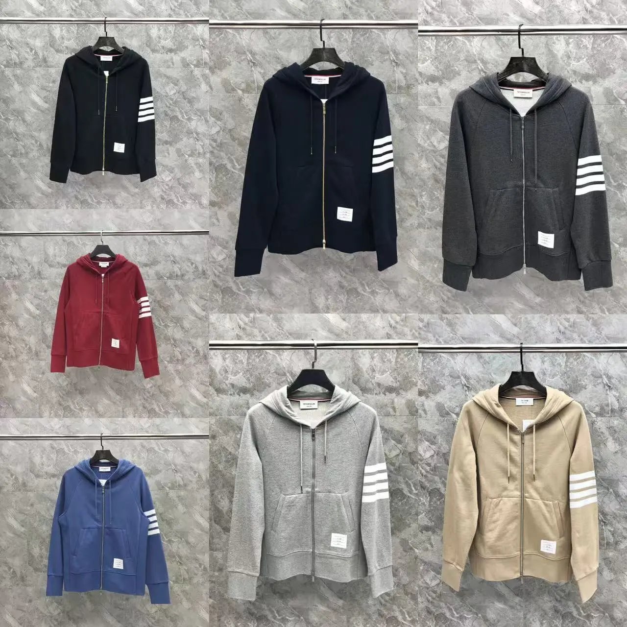 Unbranded Hoodies & Sweatshirts Four-Stripe Sleeve Zip-Up Hoodie image 2