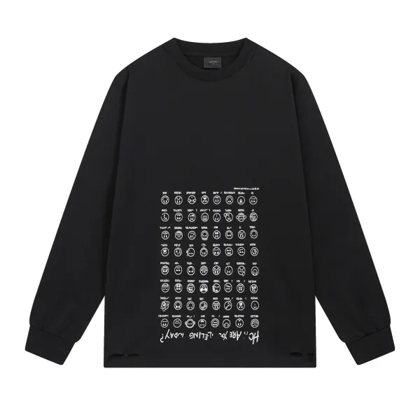 Aenciacx Emoji Grid Long-Sleeve T-Shirt Black - 1