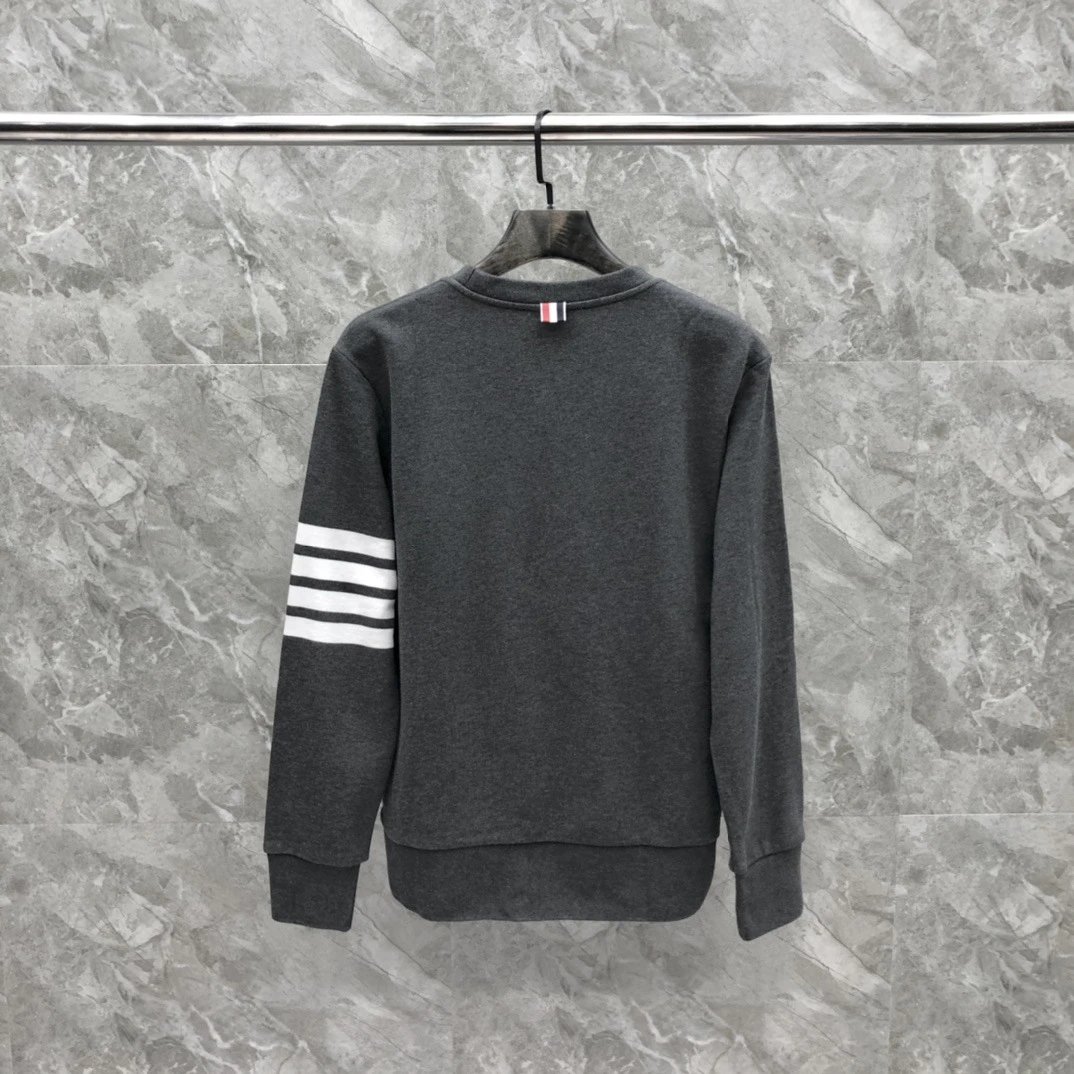 Thom Browne 4-Bar Stripe Crewneck Sweatshirt Beige - 42