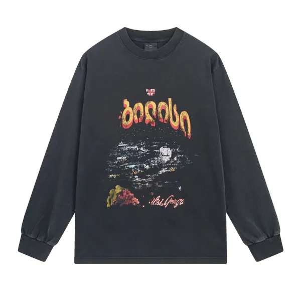 Bathrobe x Georgia National Motif Long-Sleeve T-Shirt Black - 8