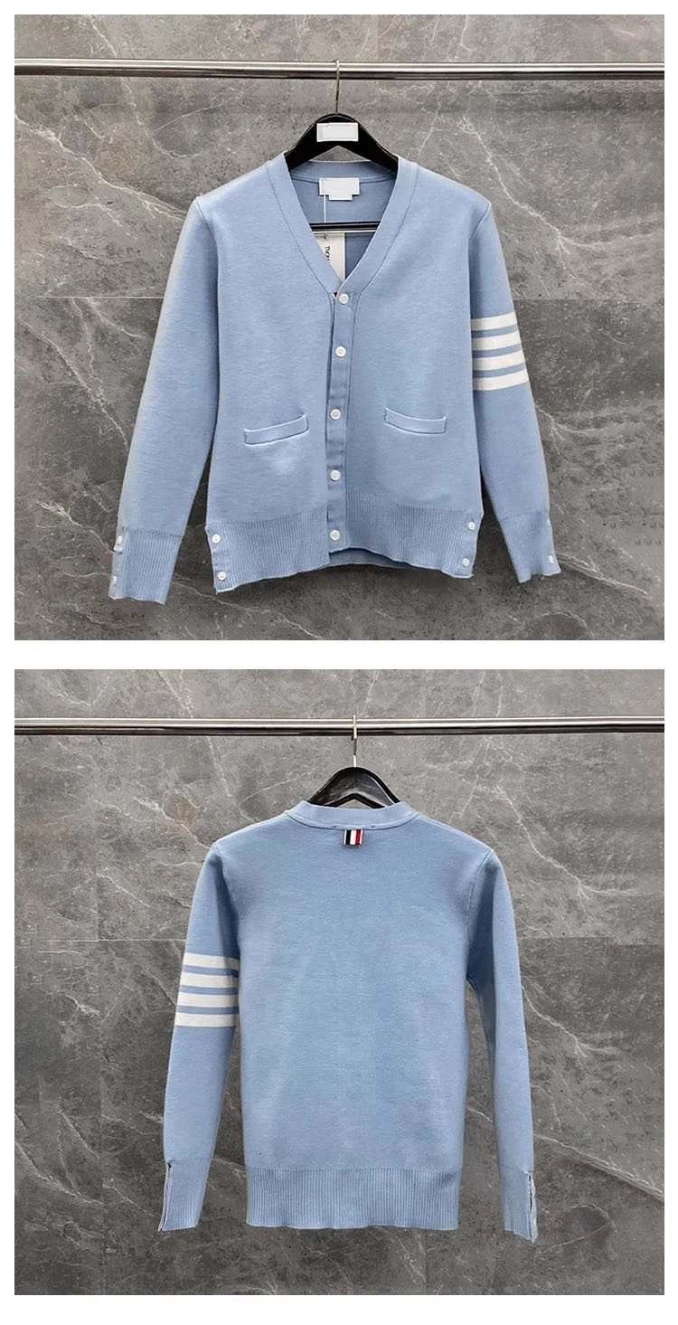 Thom Browne 4-Bar Stripe V-Neck Cardigan Peach - 10