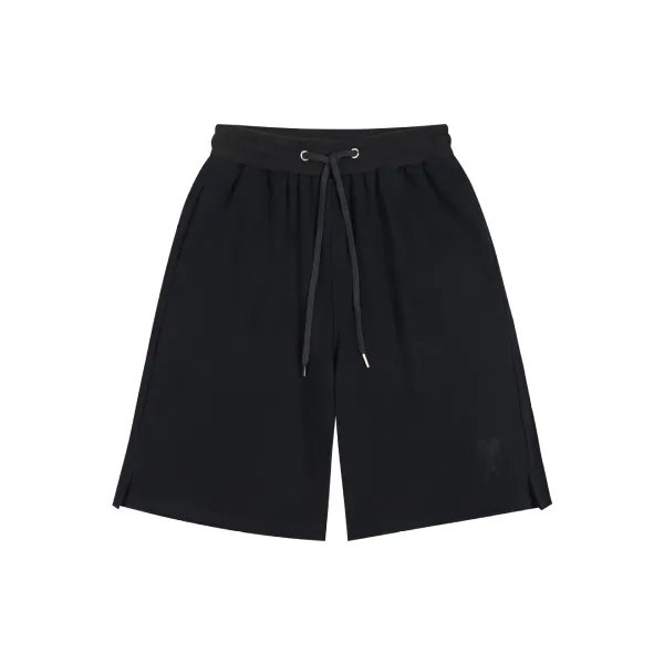 Ami Paris Heart Logo Drawstring Shorts Black - 17