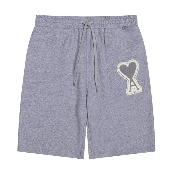 Ami Paris Heart Logo Drawstring Shorts Black - 26