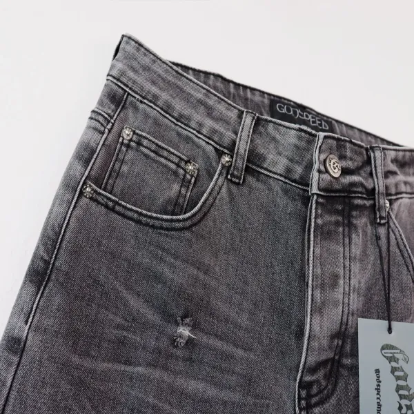 Cross Colours Distressed Black Jeans with Back Graphic Print - 8