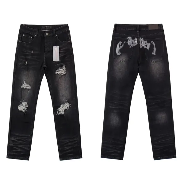 Cross Colours Distressed Black Jeans with Back Graphic Print - 1