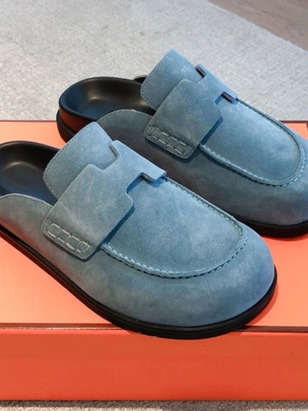 Thick-soled slippers for women, slip-ons for men, toe-cap half slippers