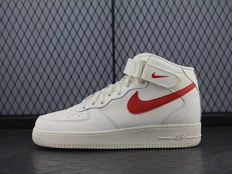 Beige and red high-top