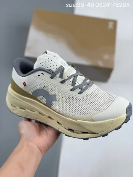 On Cloudultra Running Shoes Beige Gray White Sneakers - 1