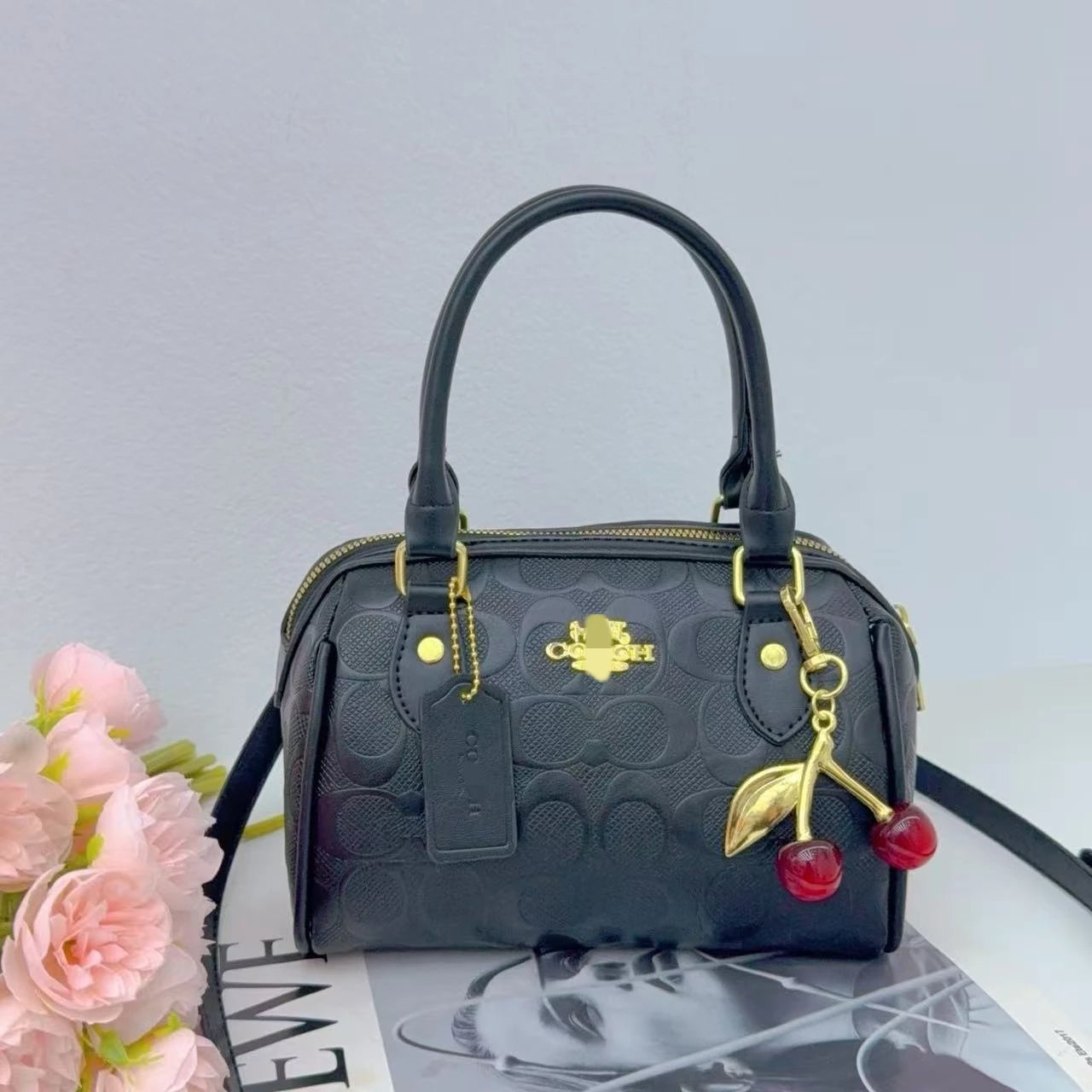 Coach Mini Bowery Bag Light Blue with Cherry Charm Handbag - 2