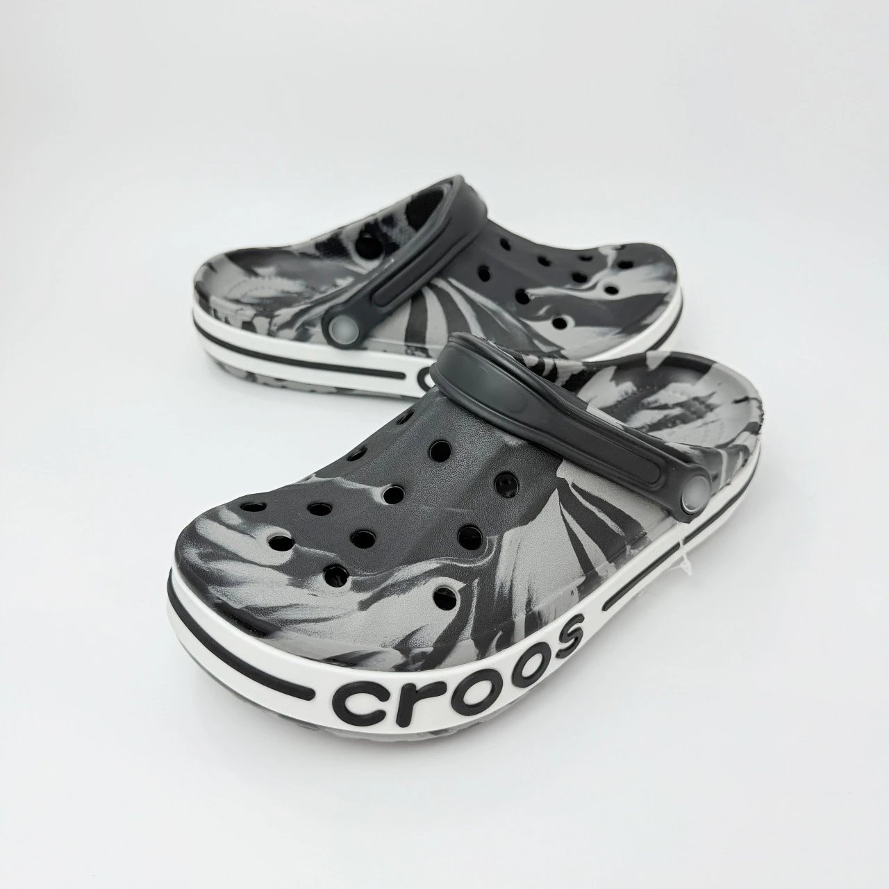 Crocs Classic Clog Neon Yellow Swirl White Sandals - 2