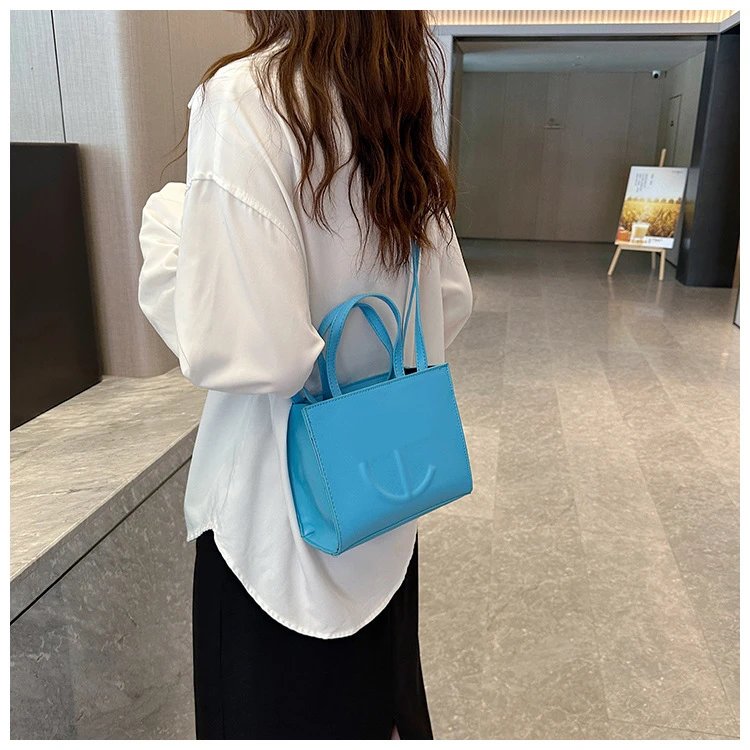 Telfar Mini Shopping Bag Cyan Blue Shoulder Bag - 17