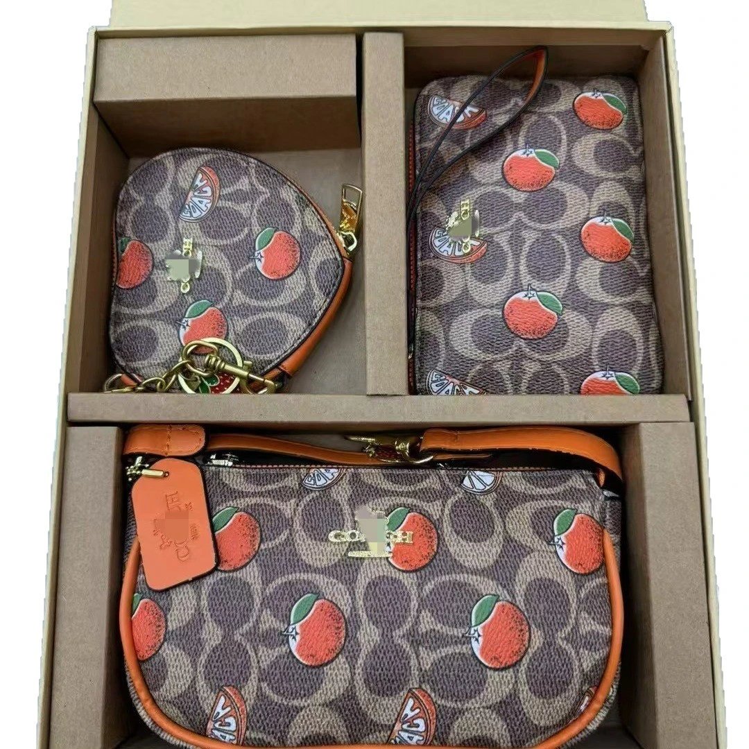 Coach Signature Black Monogram Three Piece Accessory Set