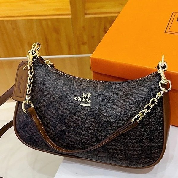 Coach Swagger Brown Monogram Crossbody Bag