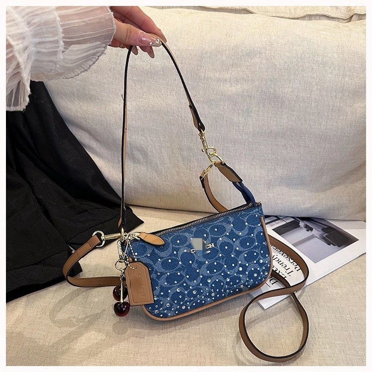 Coach Denim Signature Mini Crossbody Bag Blue - 9