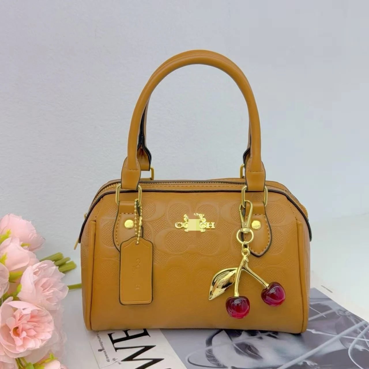 Coach Mini Bowery Bag Light Blue with Cherry Charm Handbag - 6