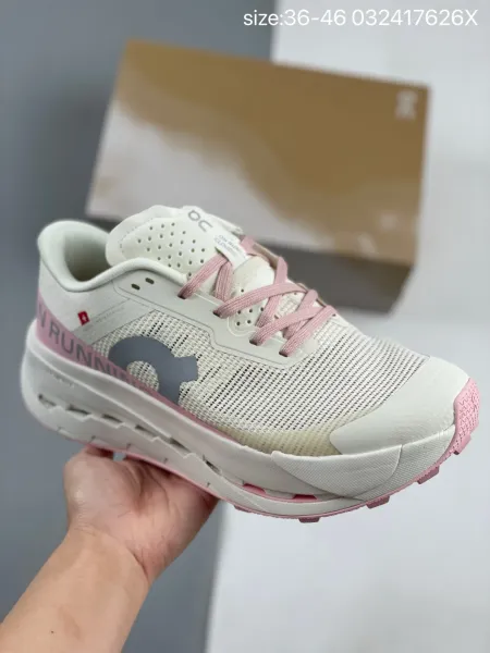 On Running Cloudmonster Pink White Sneakers Running Shoes - 1