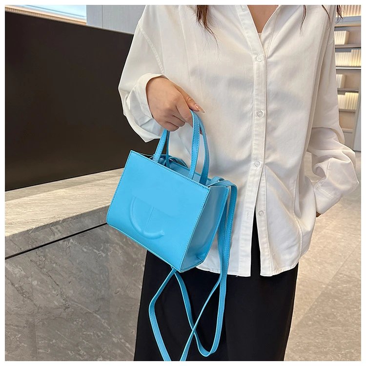 Telfar Mini Shopping Bag Cyan Blue Shoulder Bag - 16
