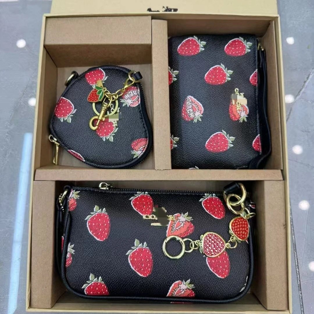 Coach Black Strawberry Print Bag