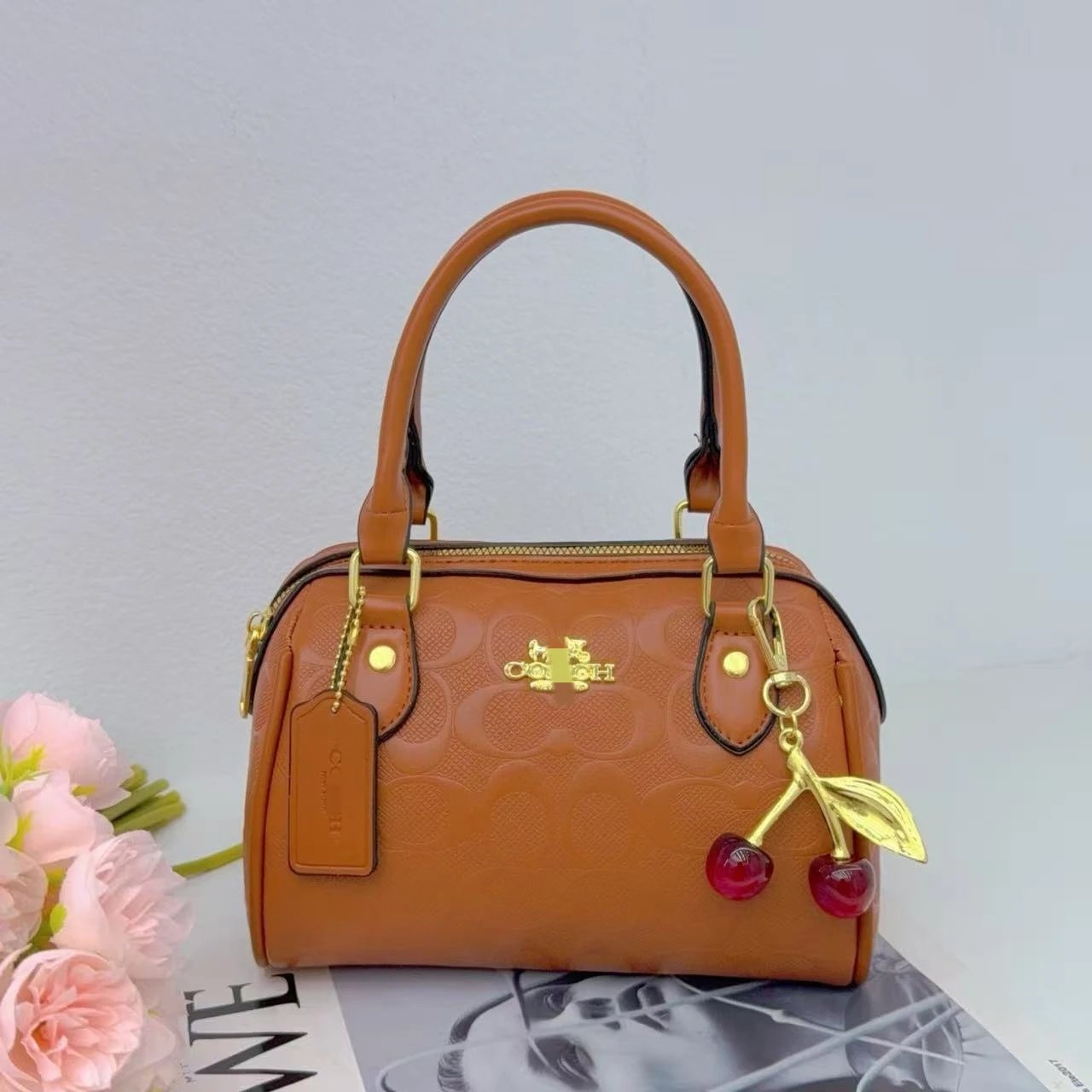 Coach Mini Bowery Bag Light Blue with Cherry Charm Handbag - 3