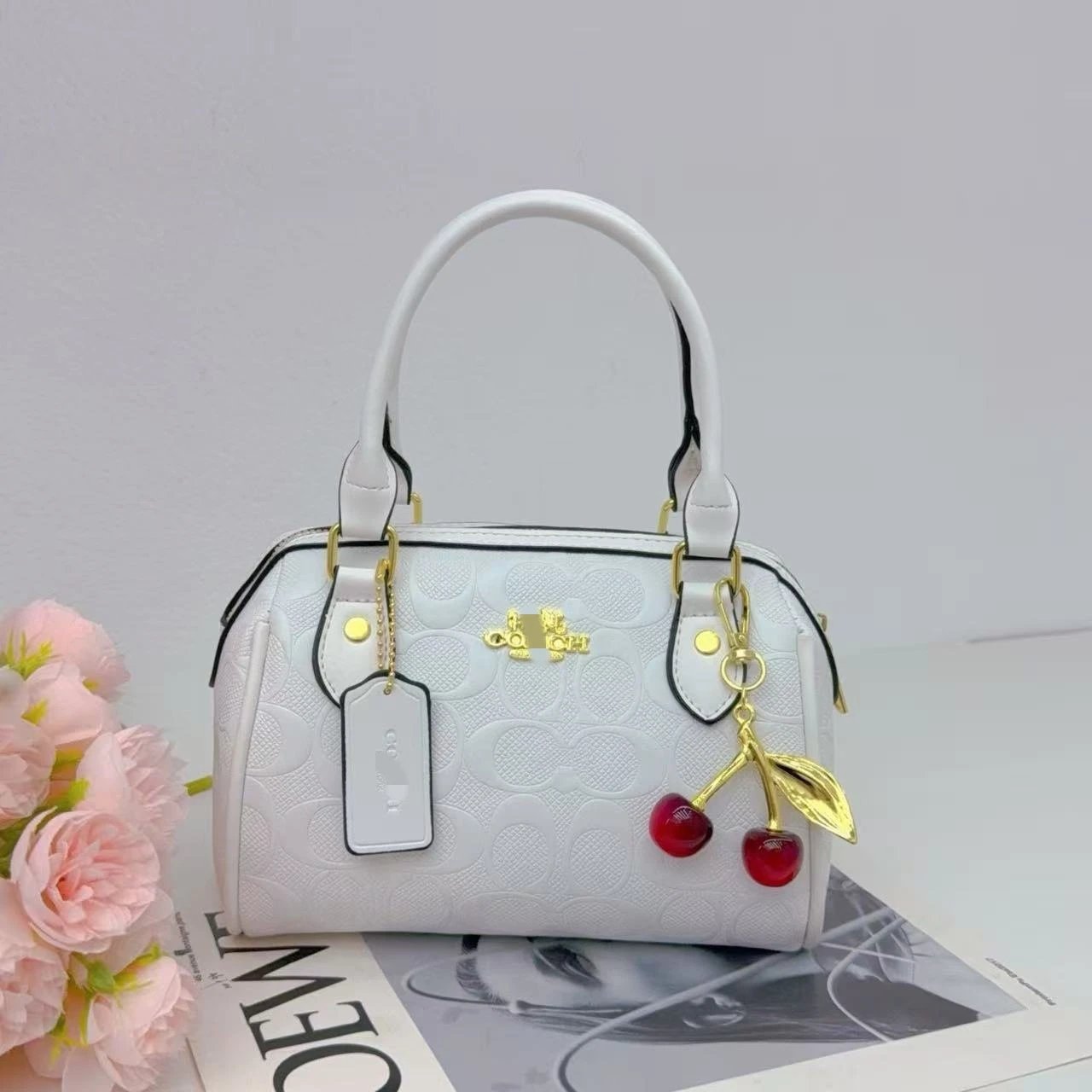 Coach Mini Bowery Bag Light Blue with Cherry Charm Handbag - 4