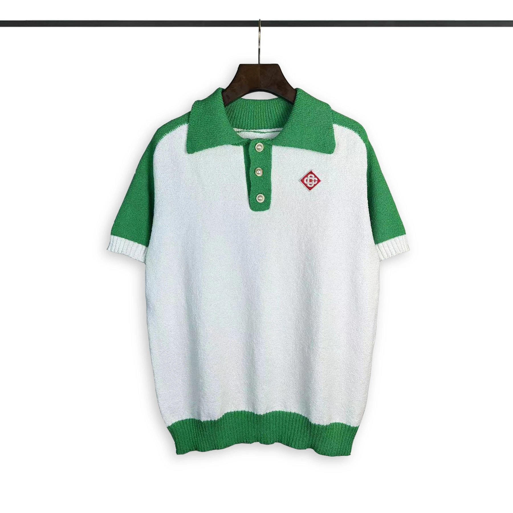 Casablanca Green White Polo Shirt
