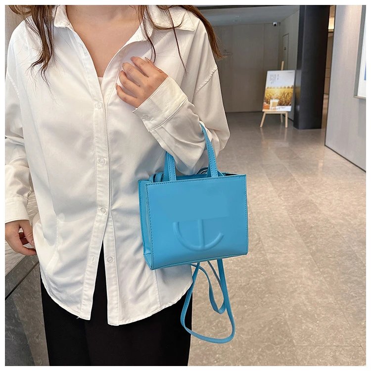 Telfar Mini Shopping Bag Cyan Blue Shoulder Bag - 15