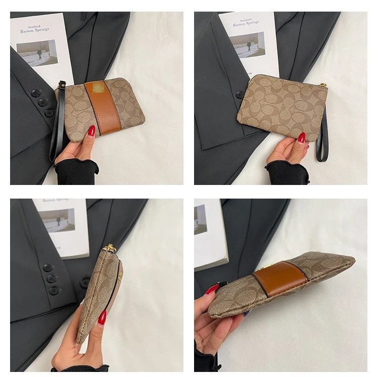 Coach Signature Wristlet in Khaki and Black Clutches - 10