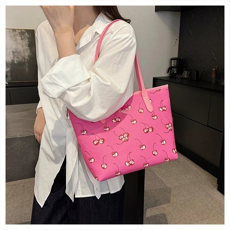 Coach Cherry Print Tote Bag Set with Wristlet - 16