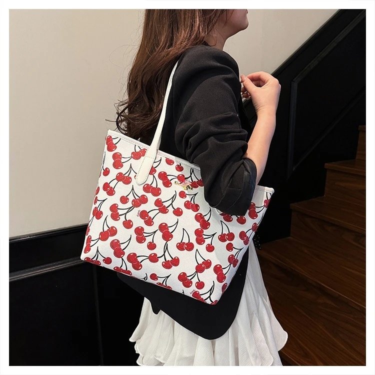 Coach Cherry Print Tote Bag Set with Wristlet - 18