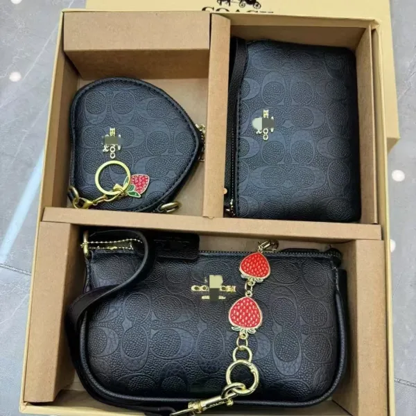 Coach Citrus Print Signature Set: Wristlet, Coin Purse, and Crossbody Pouch Clutches - 8