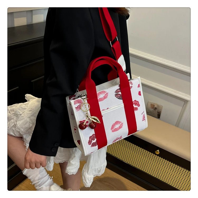 Coach Tabby Mini Tote Beige Signature Canvas Handbag with Cherry Charm - 31
