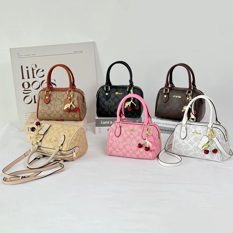 Coach Mini Bowler Bag Beige Brown Black Pink White Monogram Cherry Charm