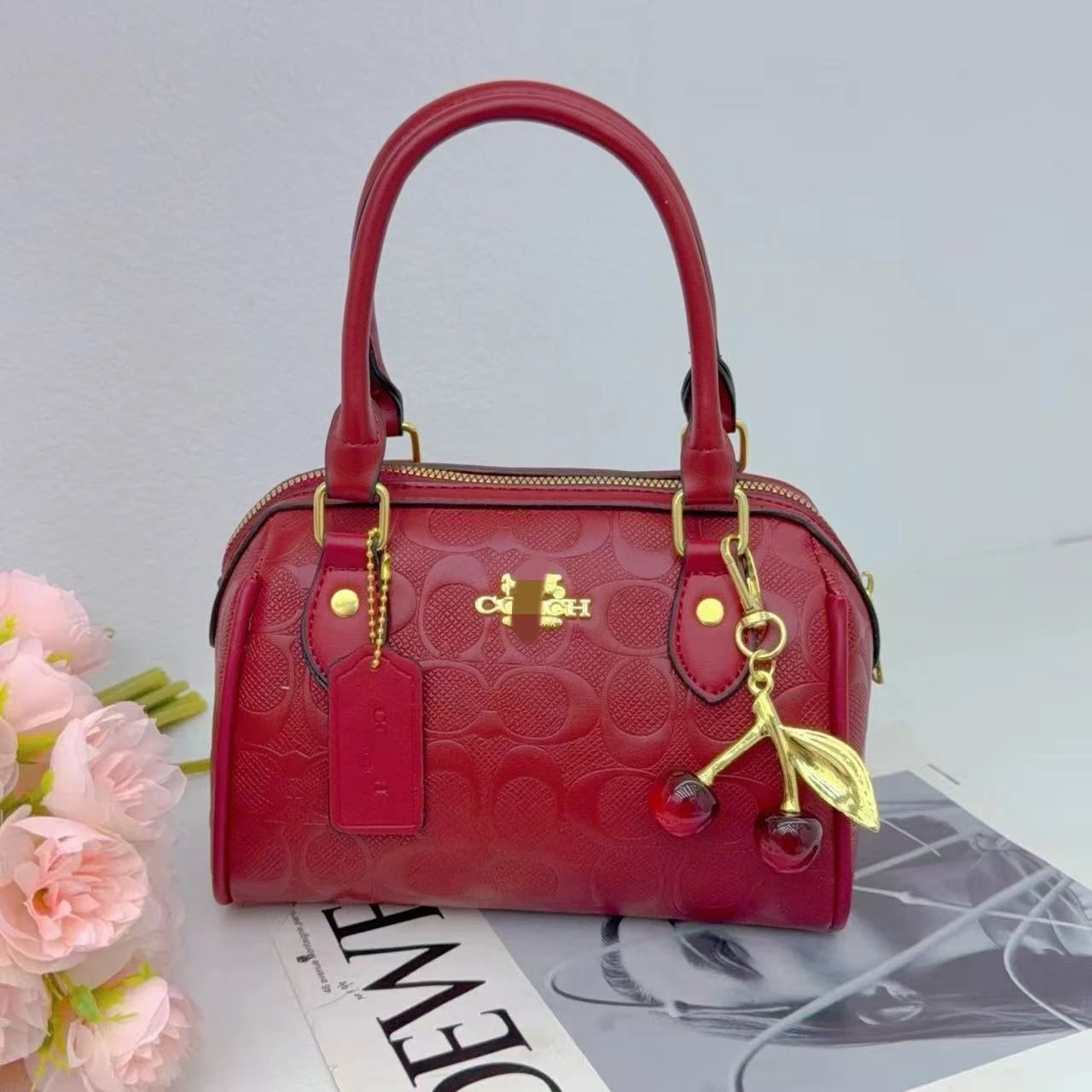 Coach Mini Bowery Bag Light Blue with Cherry Charm Handbag - 7