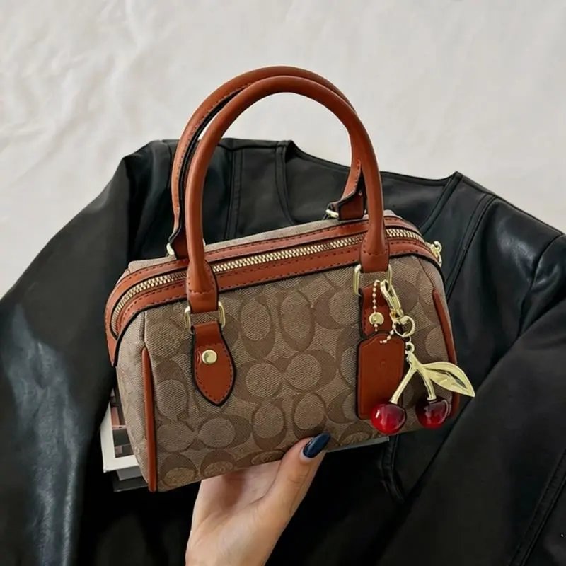 Coach Mini Bowler Bag Beige Brown Black Pink White Monogram Cherry Charm
