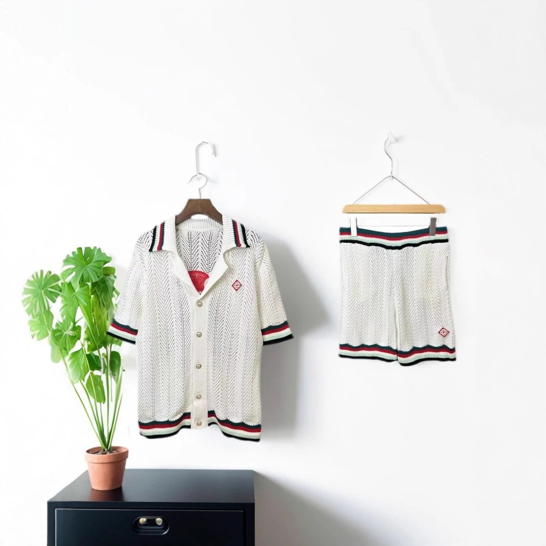 Patterned Short Sleeve Shirt and Shorts Set Multicolor Sporty休闲