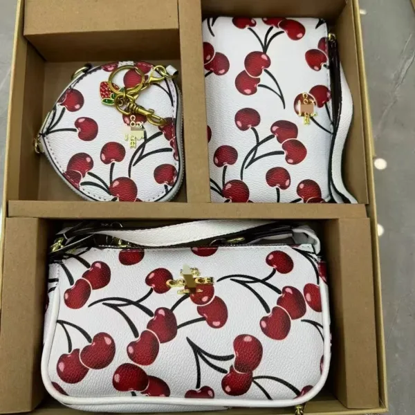 Coach Citrus Print Signature Set: Wristlet, Coin Purse, and Crossbody Pouch Clutches - 3