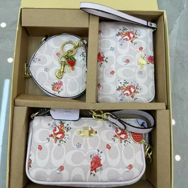 Coach Citrus Print Signature Set: Wristlet, Coin Purse, and Crossbody Pouch Clutches - 5