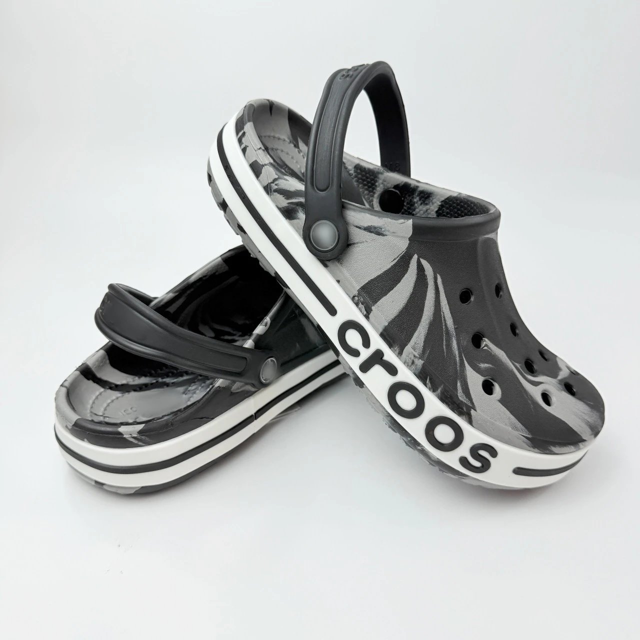 Crocs Classic Clog Neon Yellow Swirl White Sandals - 3