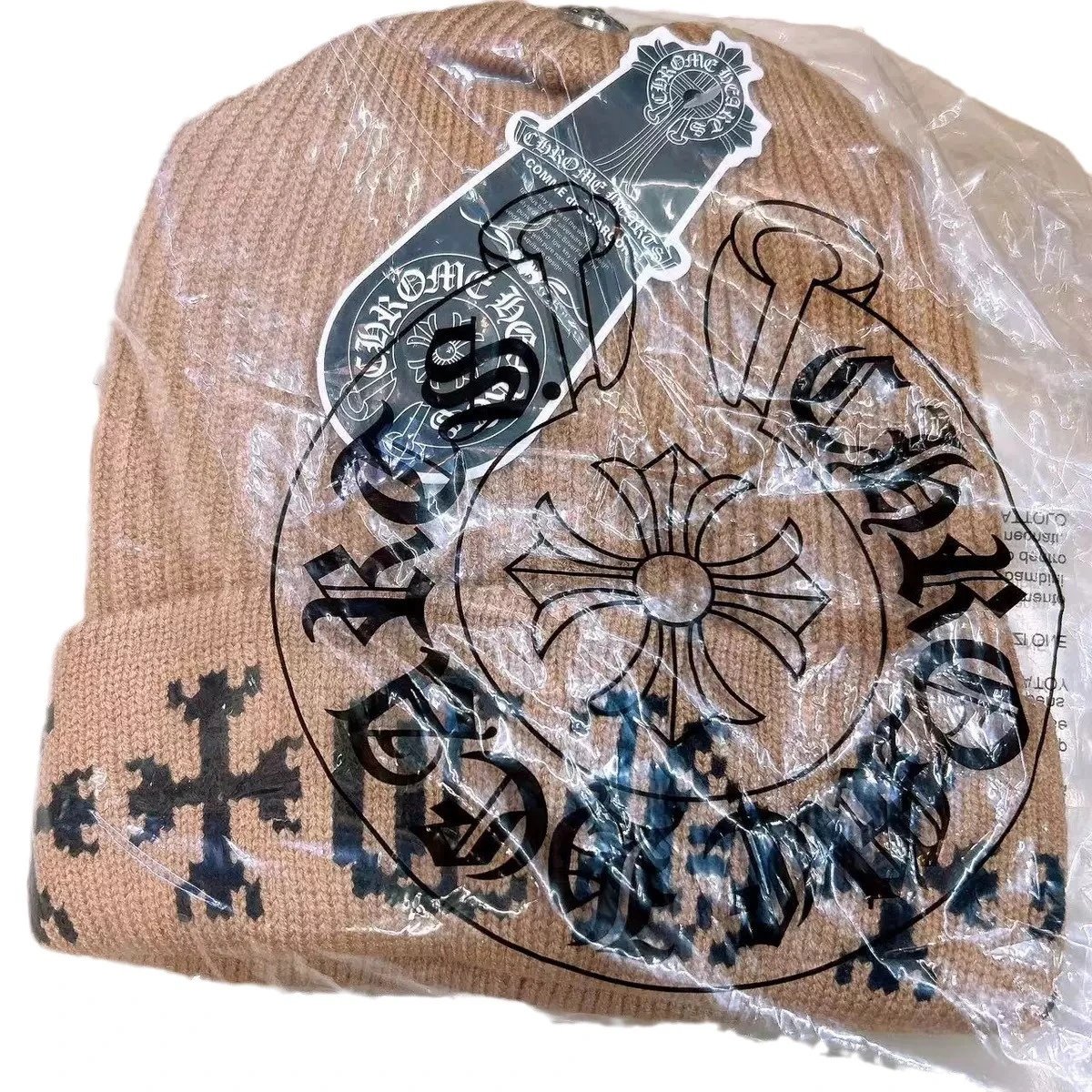 Chrome Hearts Knit Beanie Black White Gray Pink Beige Logo Cuff Style