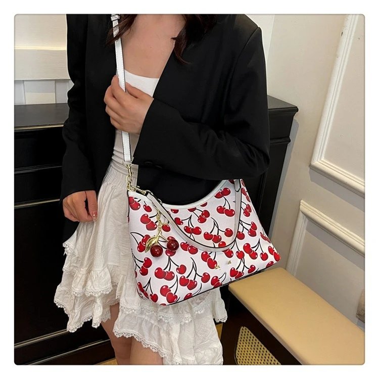 Coach Signature Cherry Charm Hobo Bag Black - 12