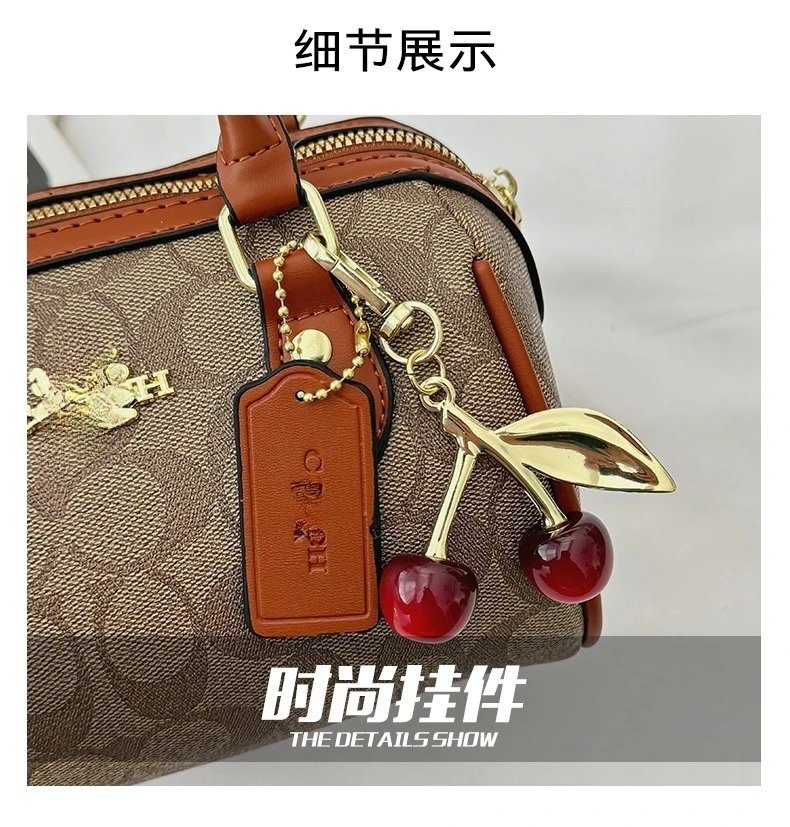 Coach Cherry Charm Boston Bag Brown Handbags - 4