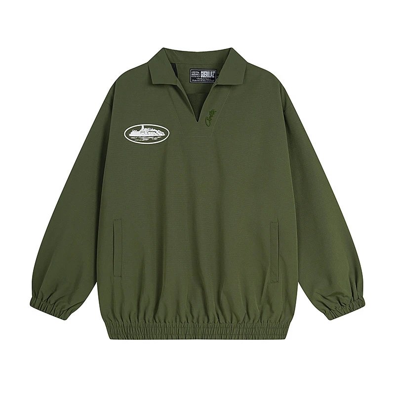 Unisex Olive Green Polo Sweatshirt