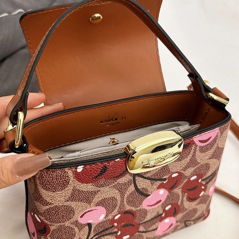 Coach Mini Top Handle Bag Cherry Print and Lip Motif Crossbody Handbag