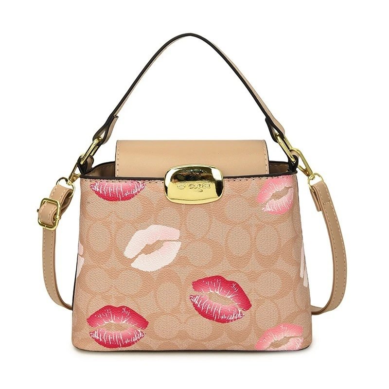 Coach Mini Top Handle Bag Cherry Print and Lip Motif Crossbody Handbag