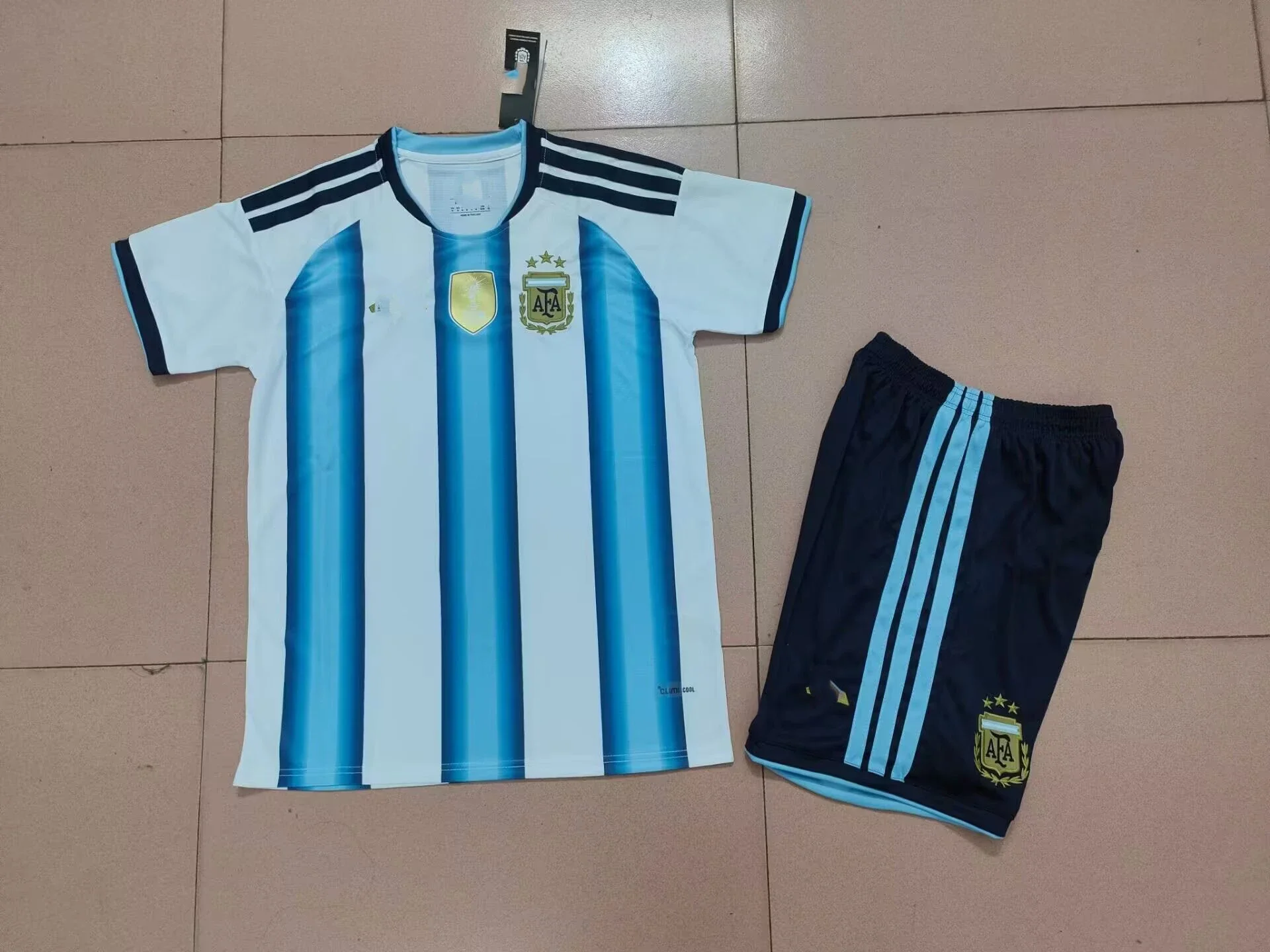 Adidas Argentina White Blue Jersey Shorts Set