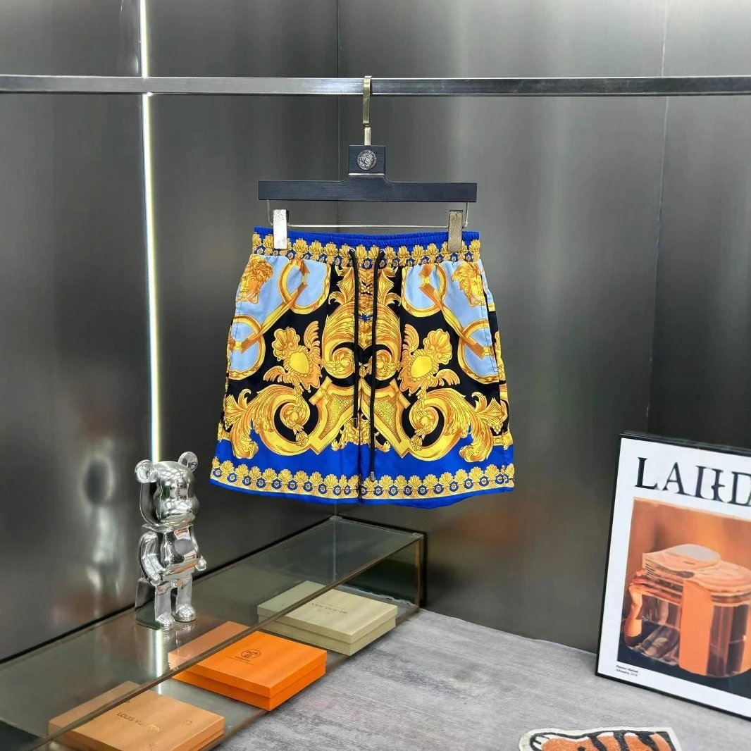 Versace Medusa Print Navy Blue Baroque Shorts