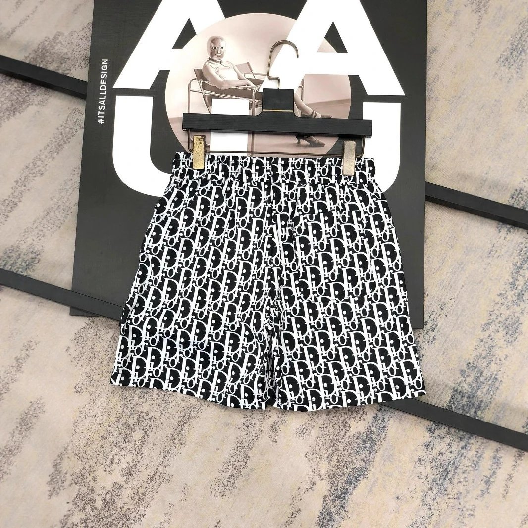 Dior Oblique Print White Blue Black Patterned Shorts