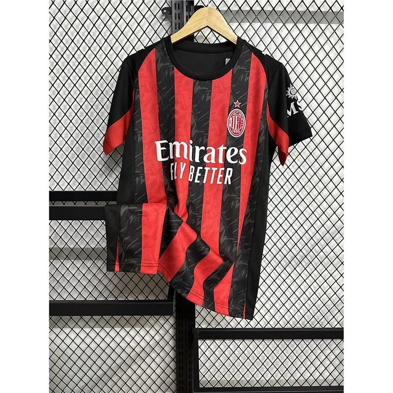 AC Milan 2023-24 Home Jersey Red Black Striped Football Shirt