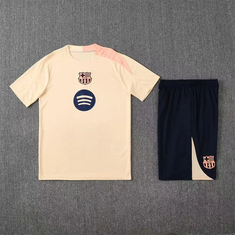 FC Barcelona Beige Jersey and Shorts Set
